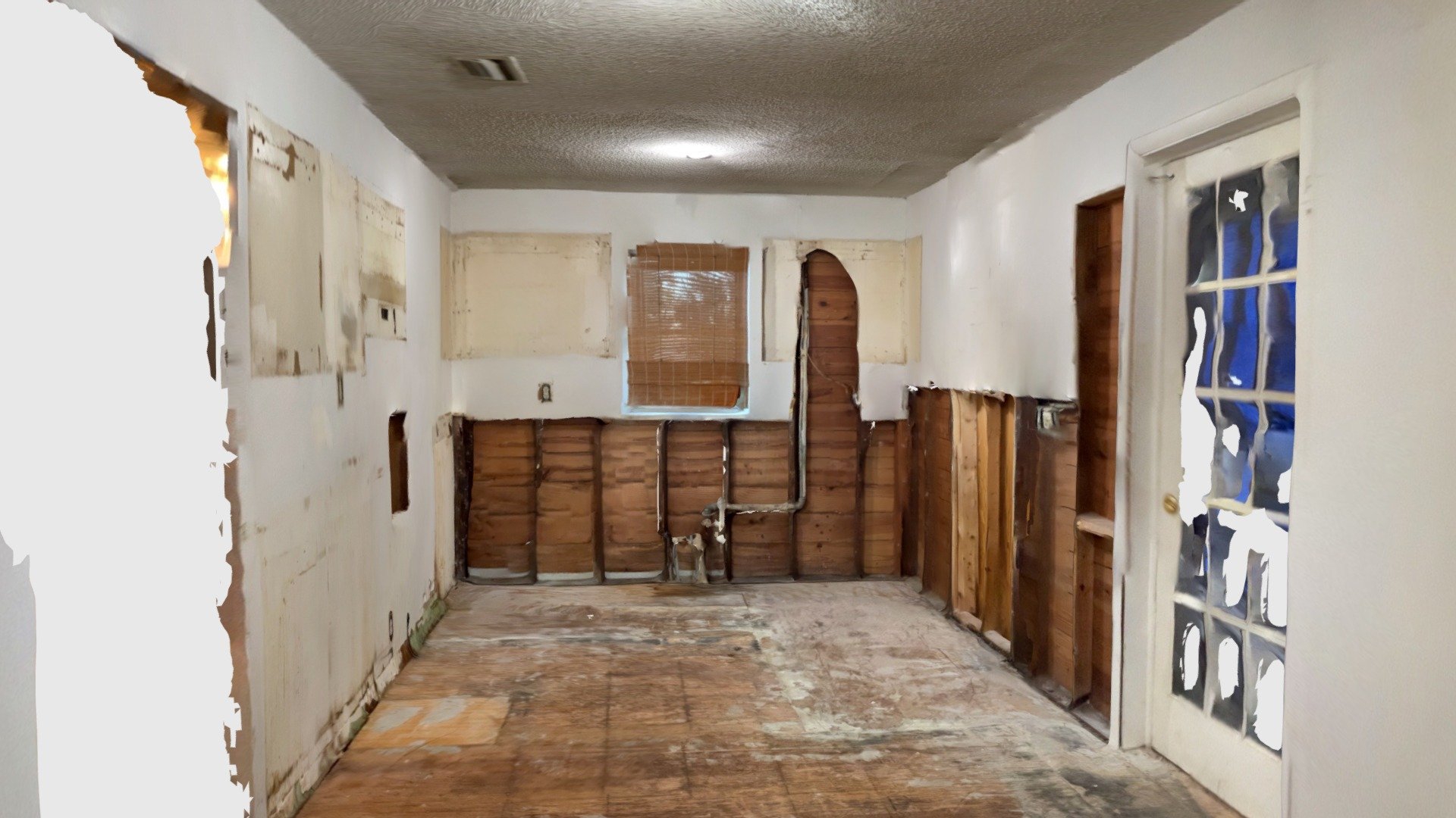 Kitchen no cabinets no insulation on Southern e…