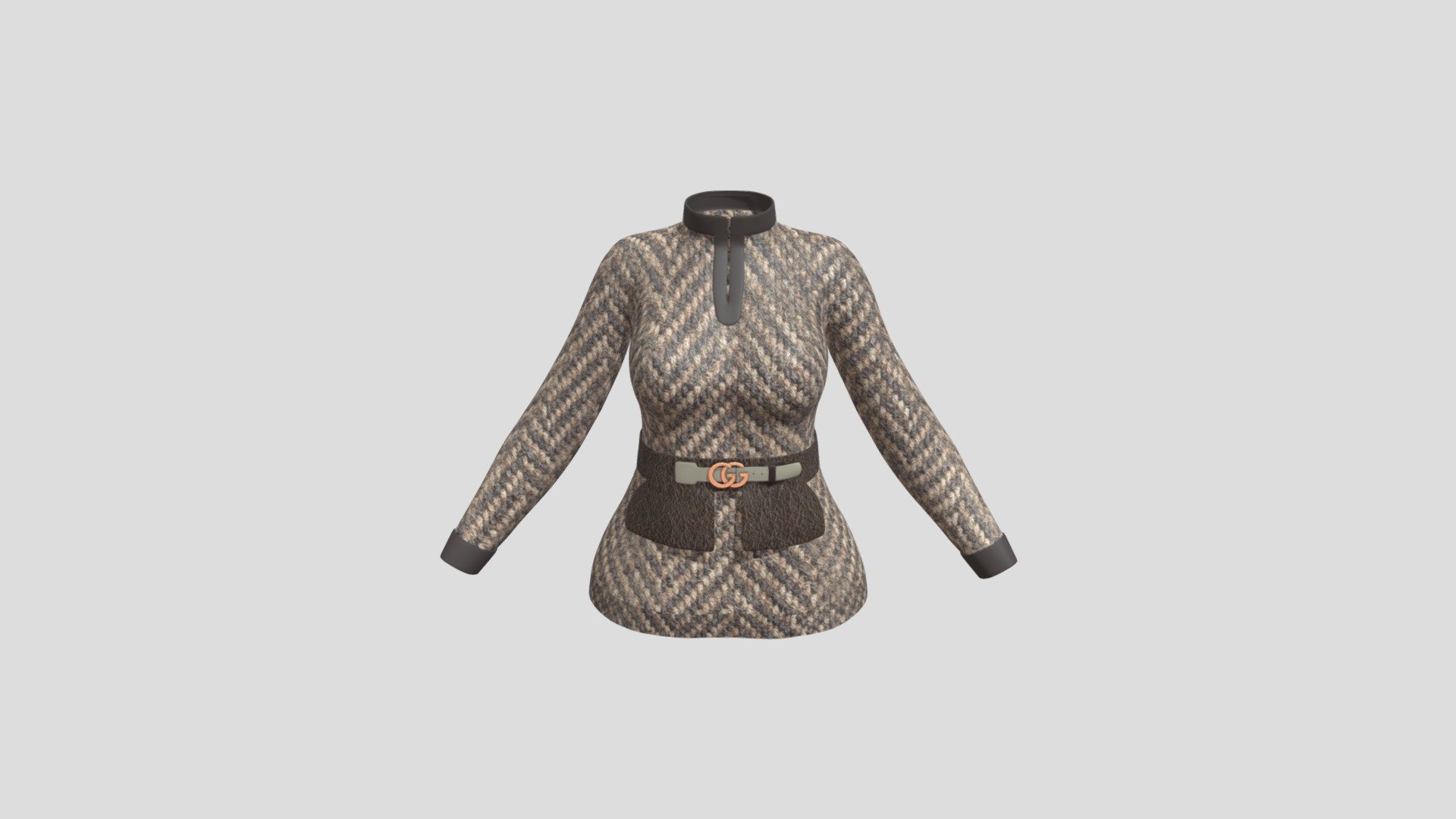 Women's woolen jacket and leather belt