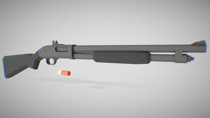 Low Poly Mossberg 590 3D Model