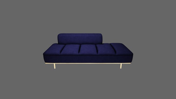 Lawndale Navy Daybed With Brass Base 3D Model