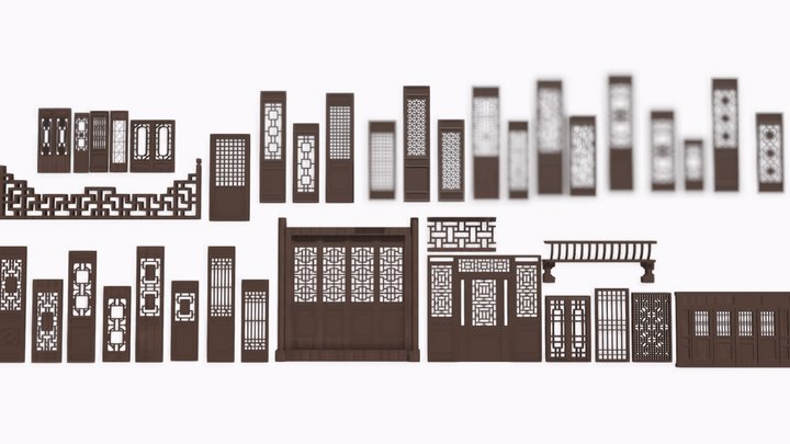 Chinese doors and window pack – Gratis 3D-model STL