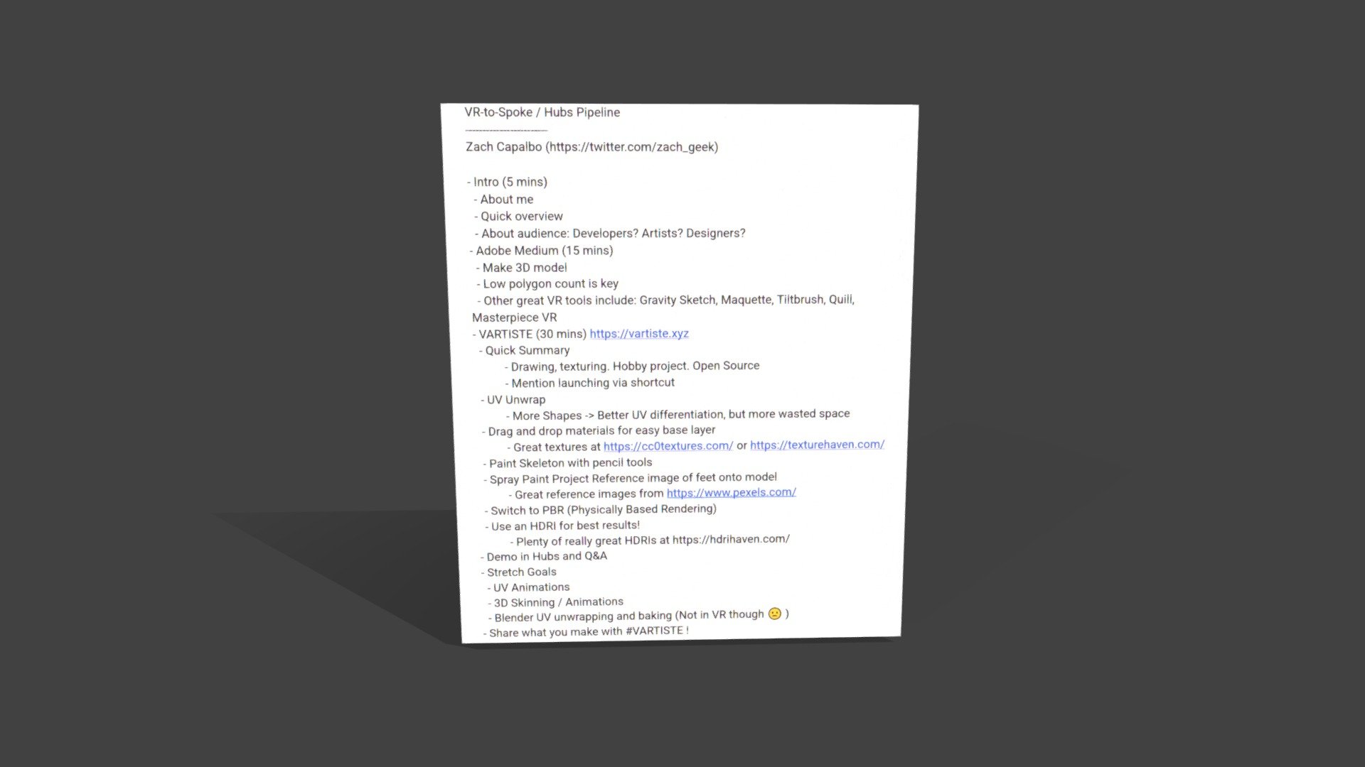 VARTISTE Hubs Talk Notes