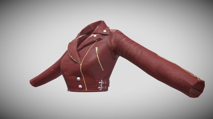 Women's cropped Leather Jacket 3D Model