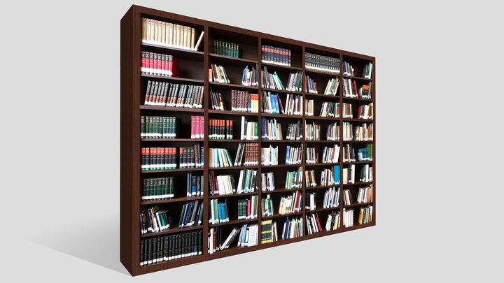Bookshelf Bookcase Library Low-poly 3D Model
