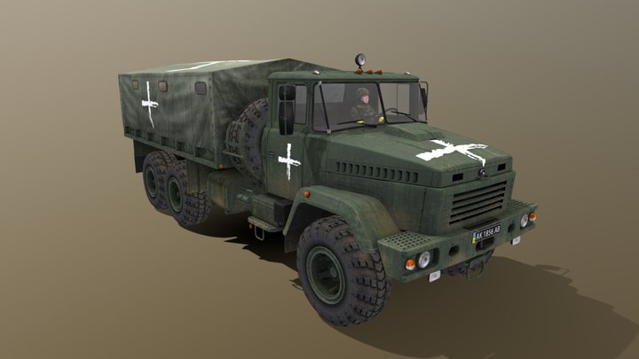 Ukrainian KrAZ-6322 – Gratis 3D-model STL