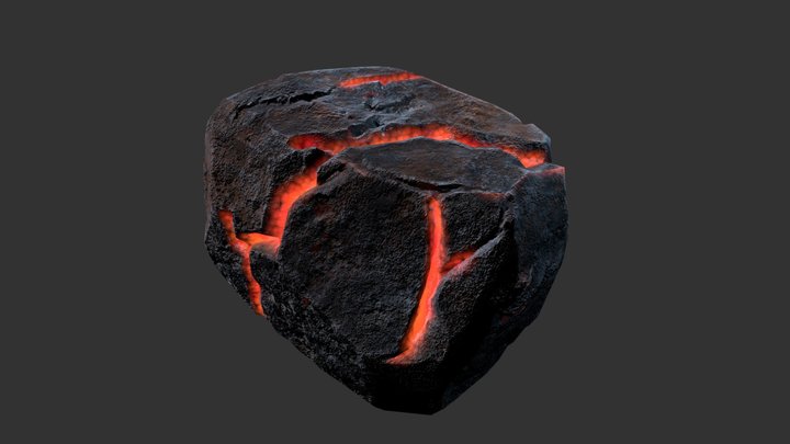 Glowing lava Stone 3D Model
