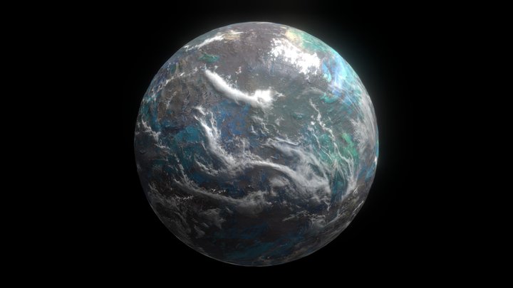 PBR Dark Water Planet - 8K Textures 3D Model
