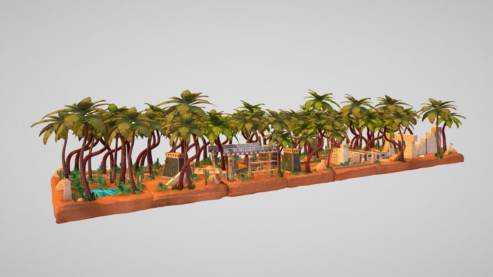 Level d'un jeu video de type runner - Egypte 3D Model