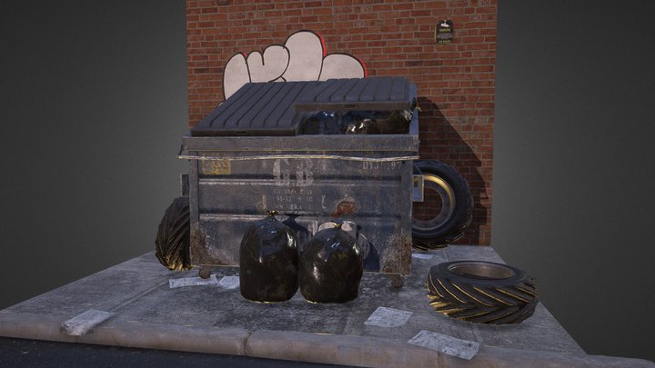 Old Dumpster Scene 3D Model