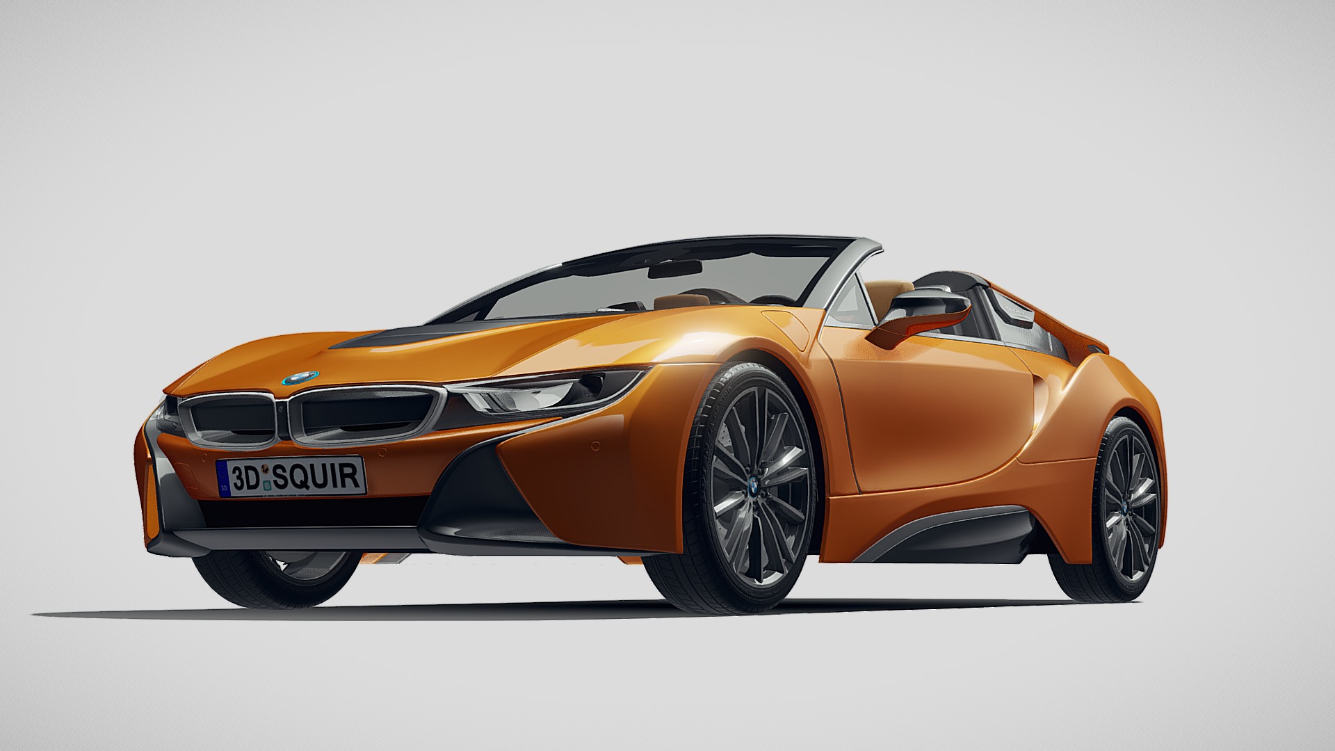 3D model BMW i8 Roadster 2019 - This is a 3D model of the BMW i8 Roadster 2019. The 3D model is about a sports car with a white background.
