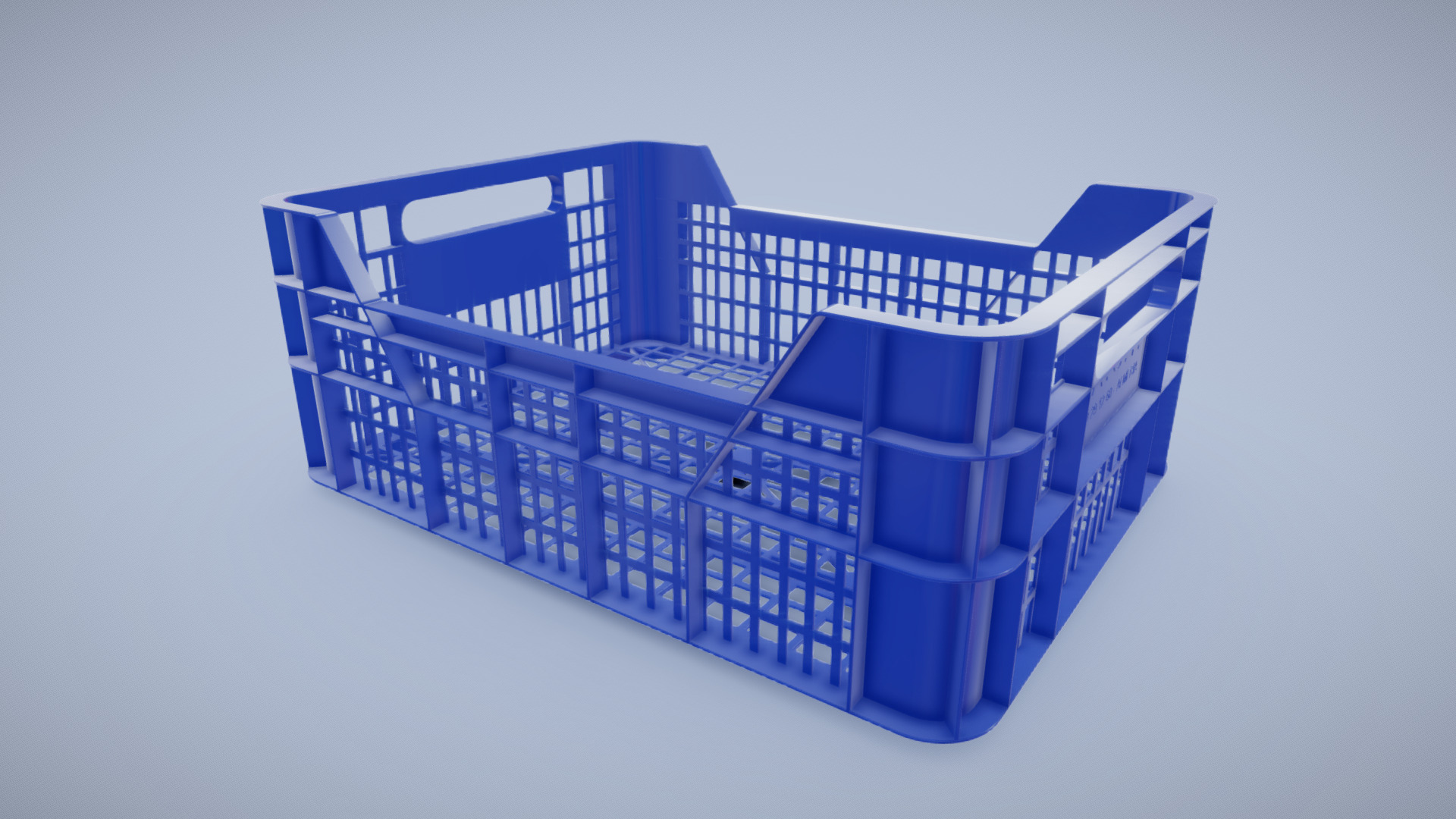 3D model Plastic Fruit Box - This is a 3D model of the Plastic Fruit Box. The 3D model is about a blue and white cube.