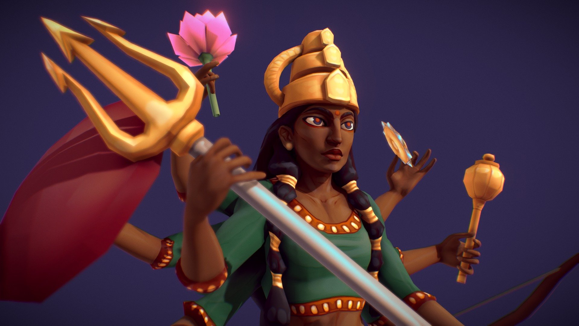 Hindu Goddess Durga - Download Free 3D model by Nioma van der Steen  (@fromthestone) [cbfb01c]