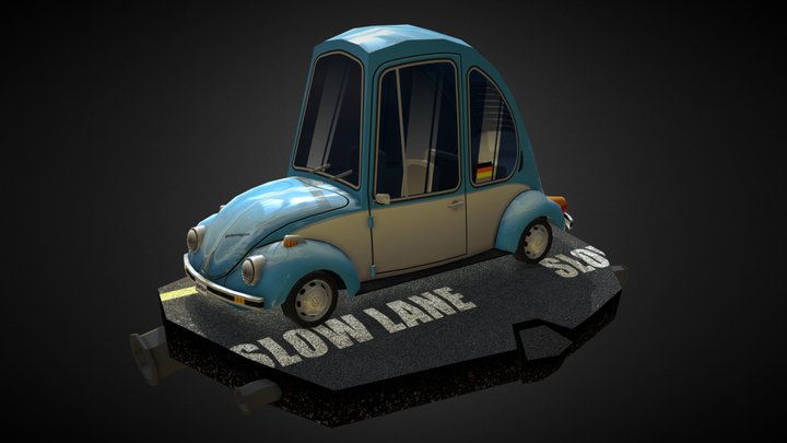 Stylized Lowpoly Volkswagen Beetle 3D Model