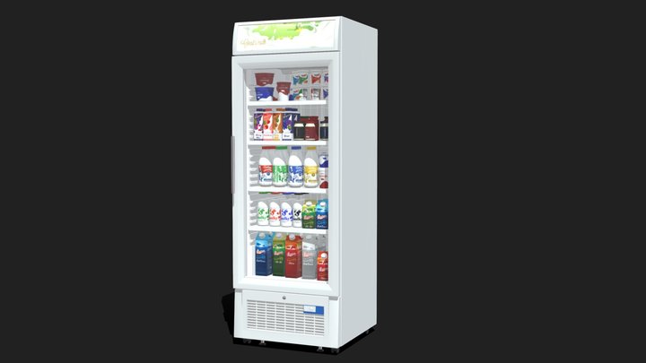 Refrigerator with dairy products 3D Model