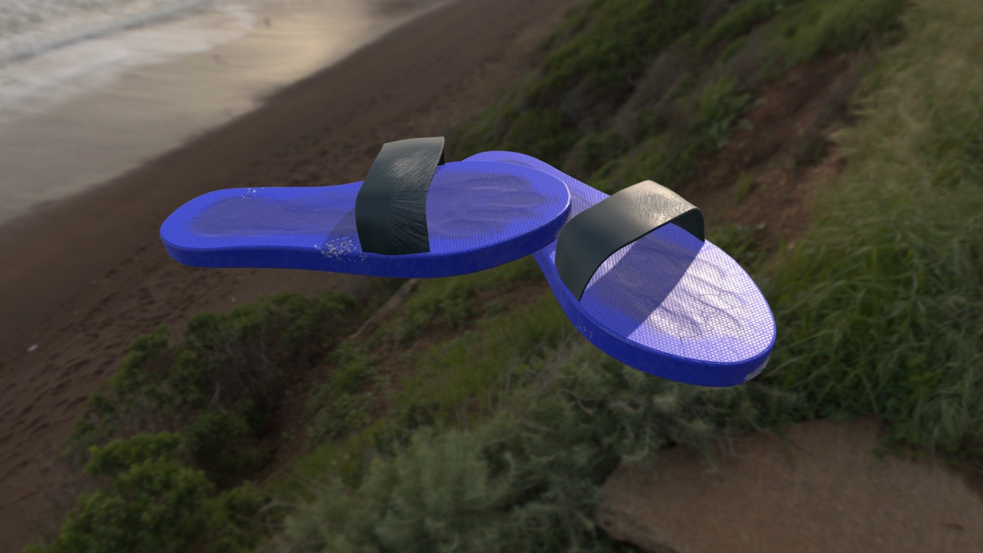Old Worn Blue Flip Flop Sliders - Download Free 3D model by ...