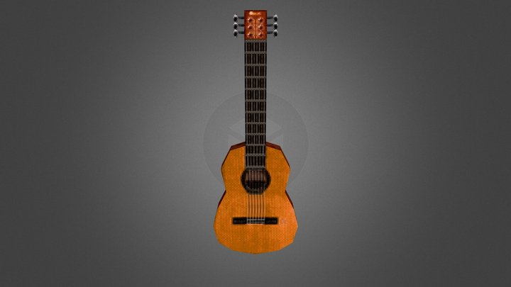 PSX Low-poly Acoustic Guitar 3D Model
