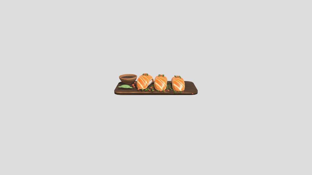 Stylized Salmon Nigiri Sushi