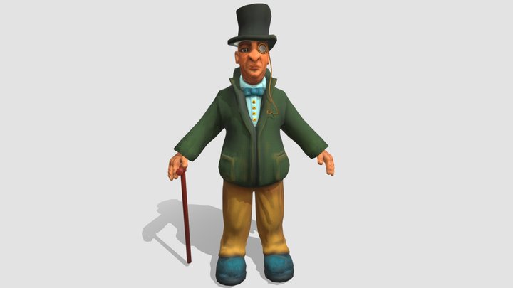 Cartoon Old Man Low Poly 3D Model