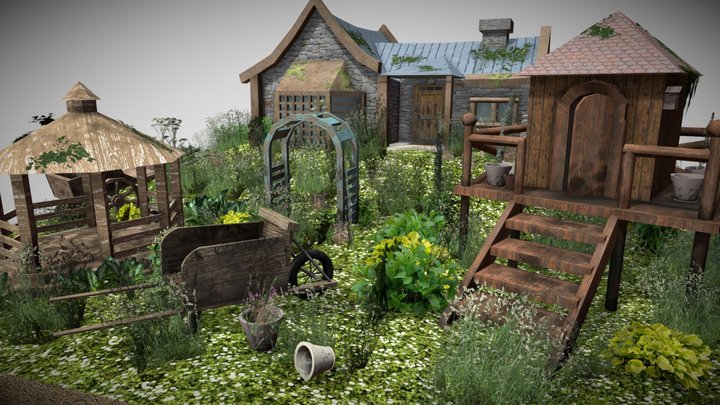 Diorama End Assignment, grannies garden. 3D Model