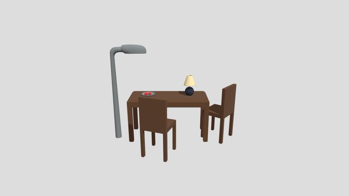 Apple on Plate Scene 3D Model