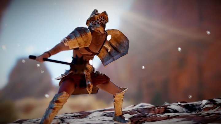 Gladiator Diorama low poly 3D Model