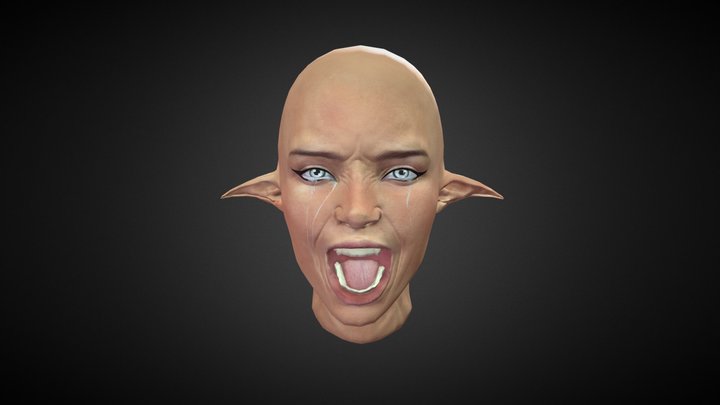 Crying girl head 3D Model