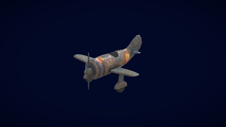 A rusty old military airplane 3D Model