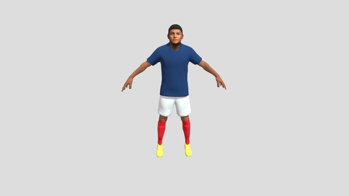 Charge mbappe 3d model #free  + animation 3D Model