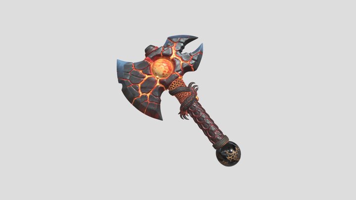 Magma Axe – Fantasy Lava War Axe 3D Model