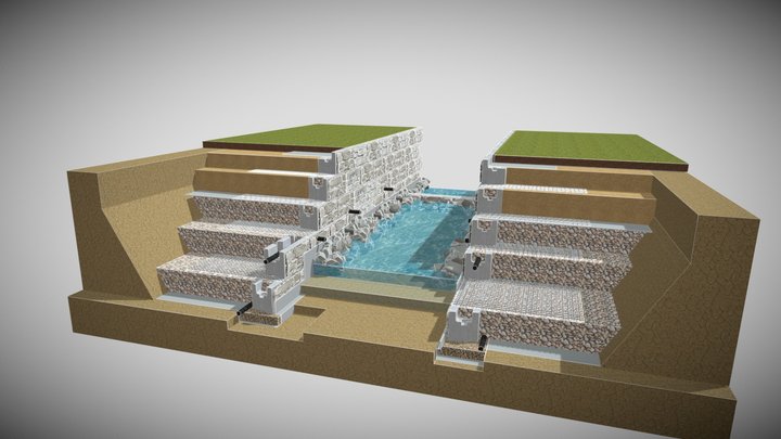 Streambed Channel Geogrid Retaining Wall_MX-GEO 3D Model