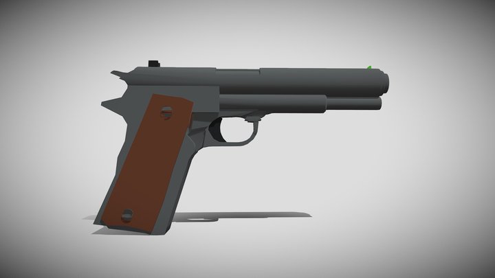 1911 Pistol Low Poly 3D Model