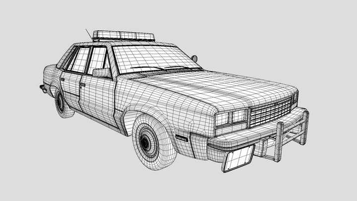 Wareframe Police Car 80s 3D Model