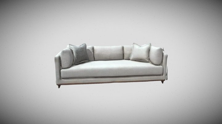 Modern Minimalist Beige grey Sofa 3D Model