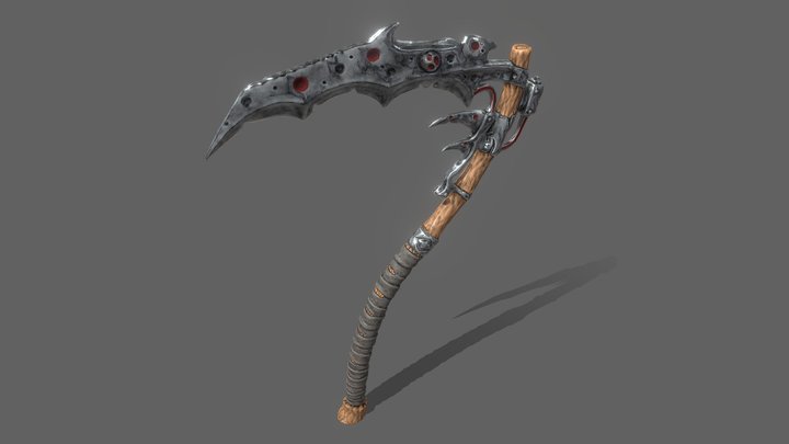 Fantasy low-poly scythe 3D Model
