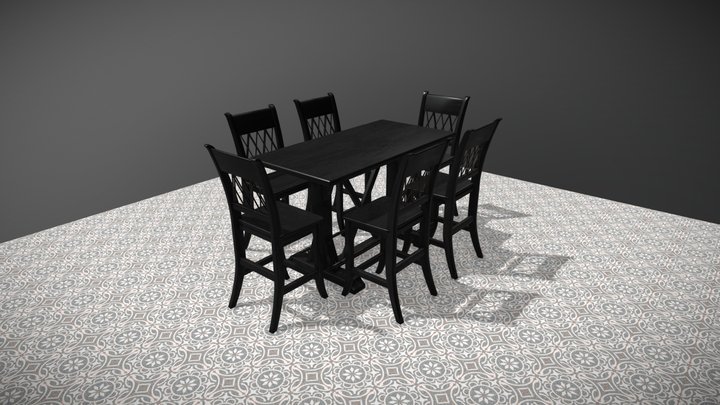 Tall Rectangular Dinette Set 3D Model