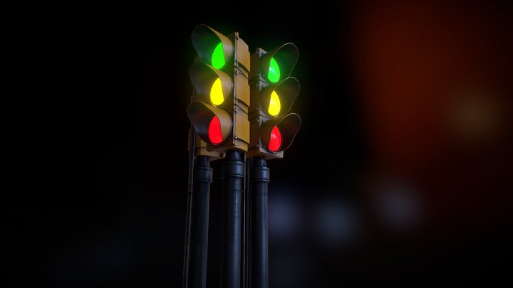 Traffic light Low poly 3D Model