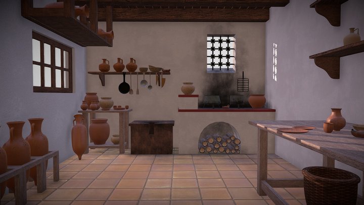 Cocina romana grande - Día 3D Model