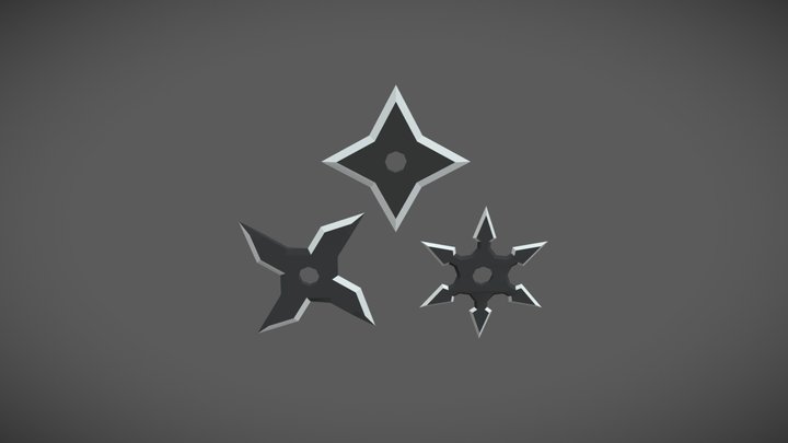 Low-poly Shurikens 3D Model