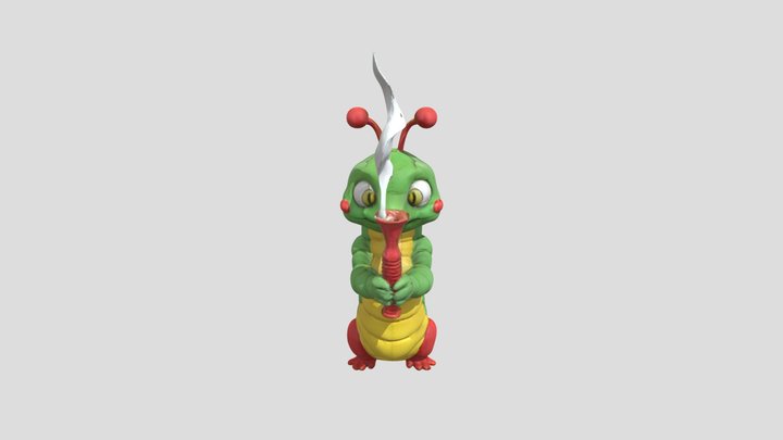 Hookah smoking caterpillar 3D Model