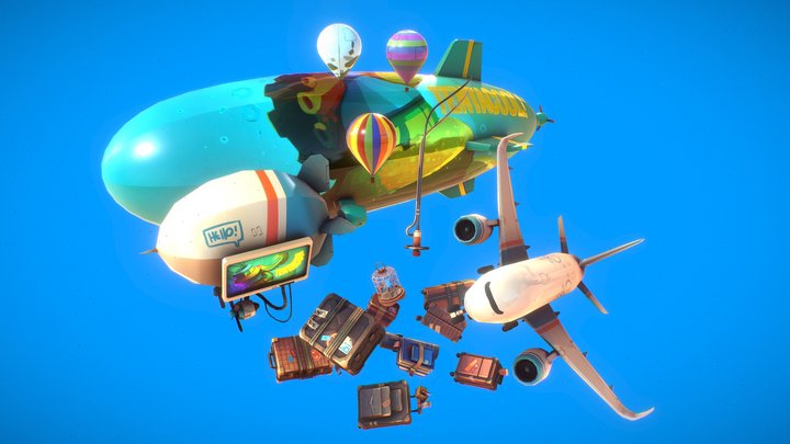Baggage Stack Hero Scene 3D Model