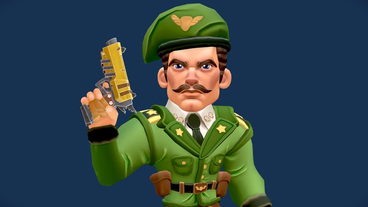 Stylized Low Poly Soldier Military Character 3D Model