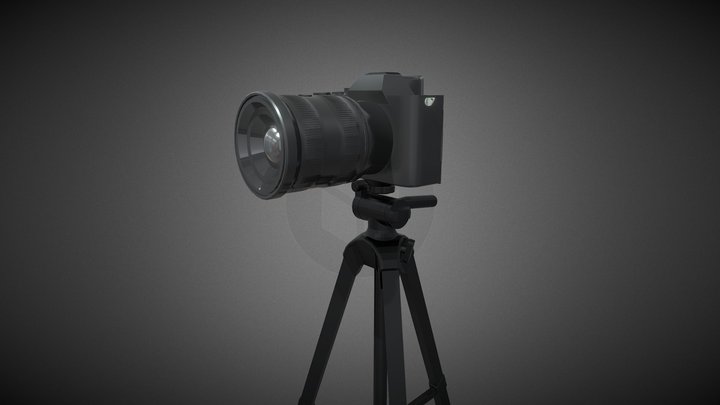 Camera With Tripod 3D Model