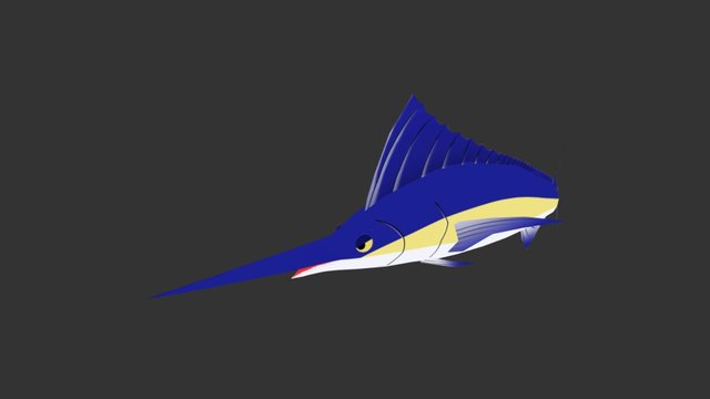 Cartoon Swordfish 3D Model