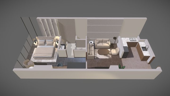 Zameen Vault _  One Bed Apartment (Type -B ) 3D Model