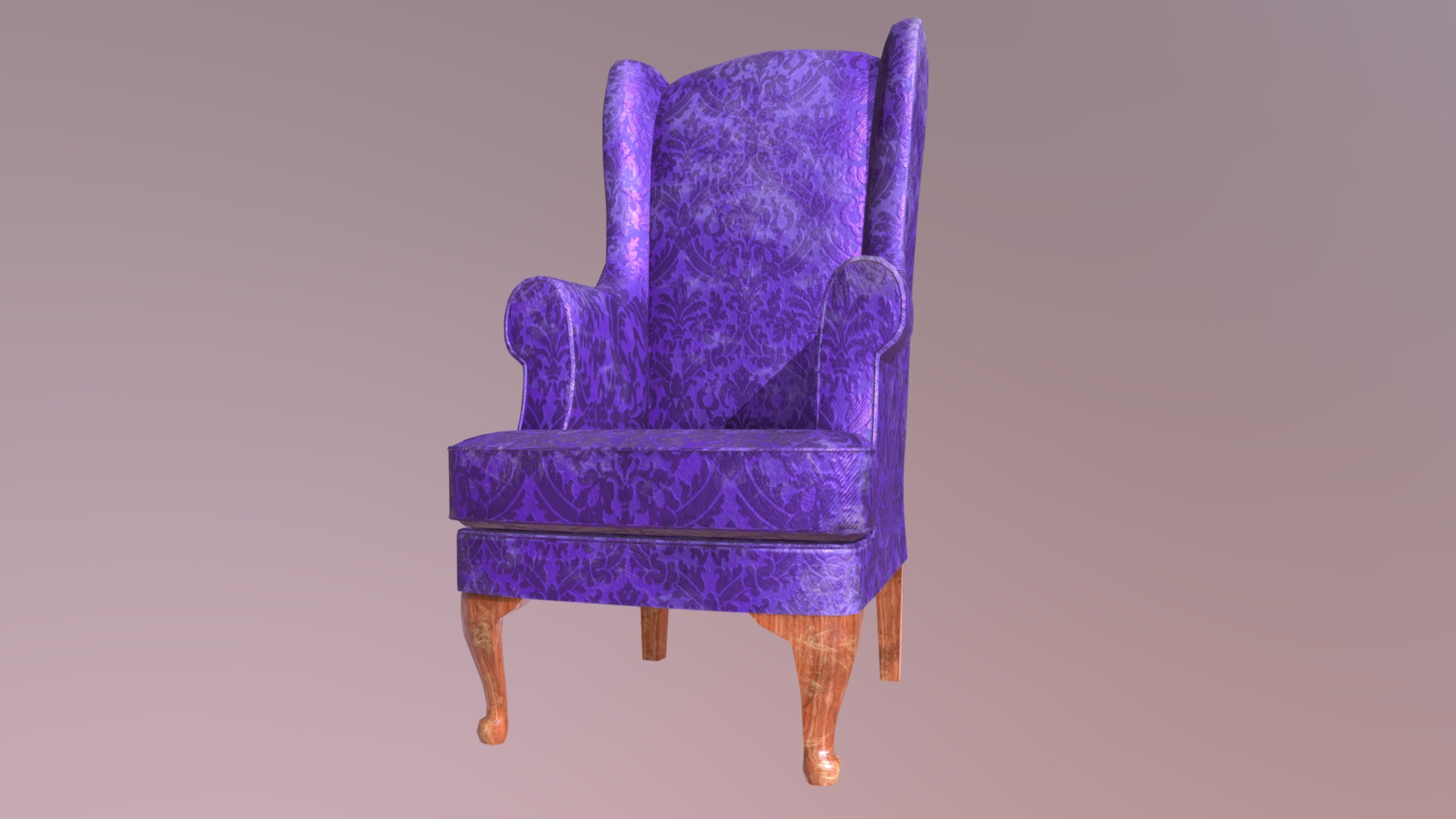 3D model Lounge Chair C - This is a 3D model of the Lounge Chair C. The 3D model is about a purple chair with a cushion.