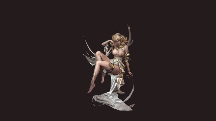 Gilded Goddess of White Blossoms 3D Model