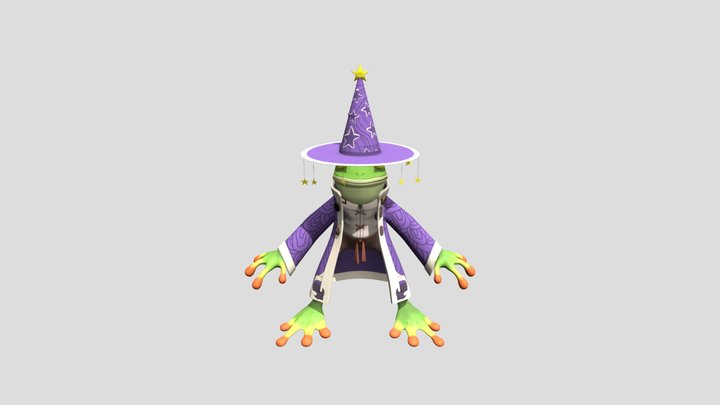 Game-Res Wizard Frog 3D Model