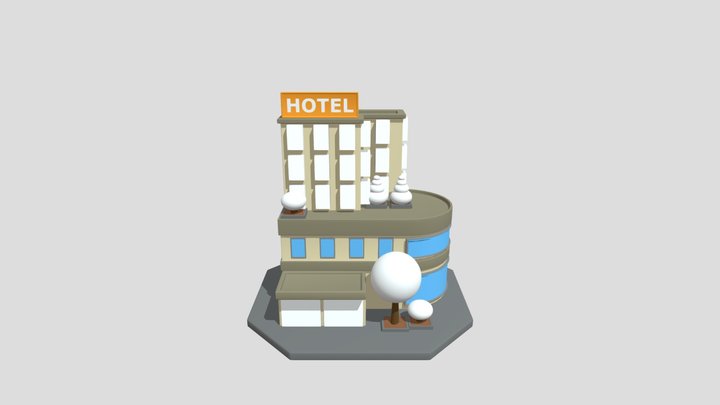 Cartoon-Style Hotel Building 3D Model 3D Model