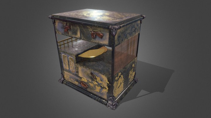 Japanese Lacquered Drawer 3D Model