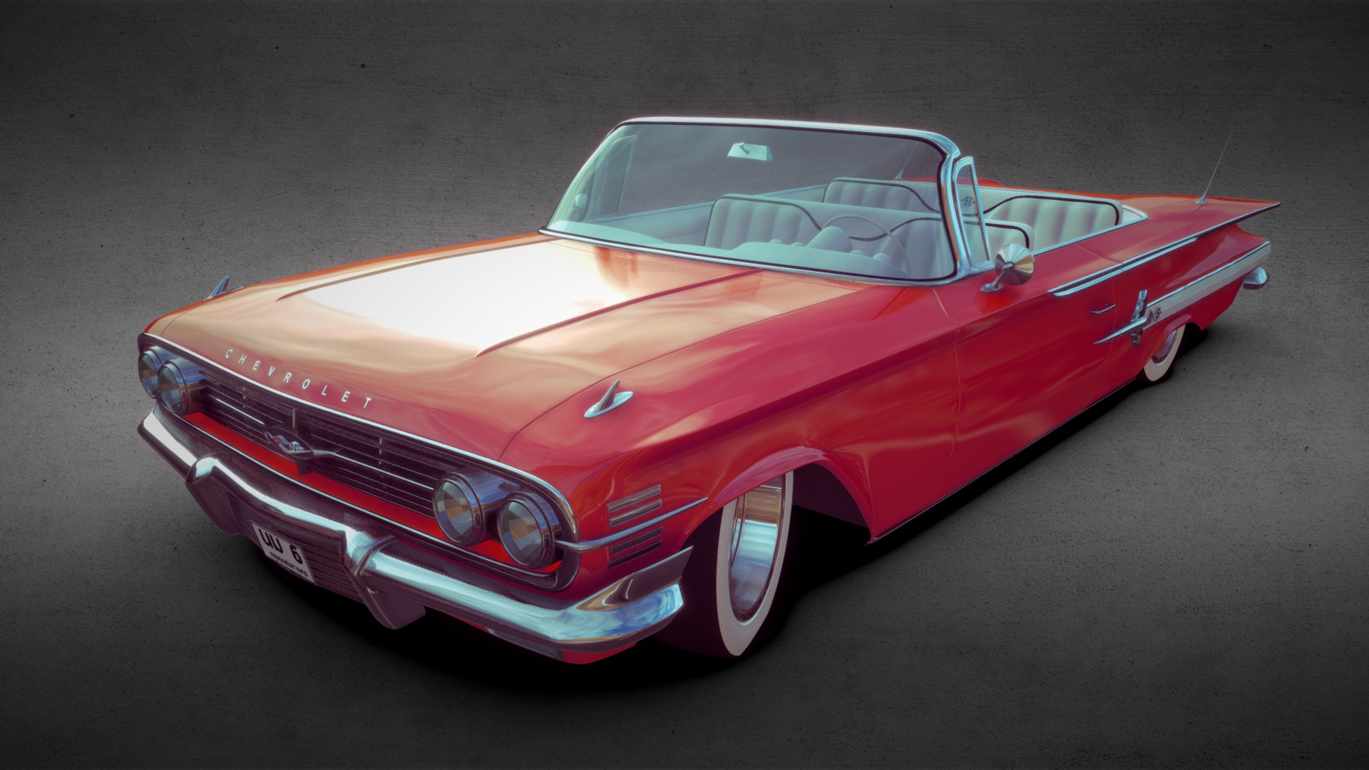 3D model Chevrolet Impala 1960 - This is a 3D model of the Chevrolet Impala 1960. The 3D model is about a red convertible car.